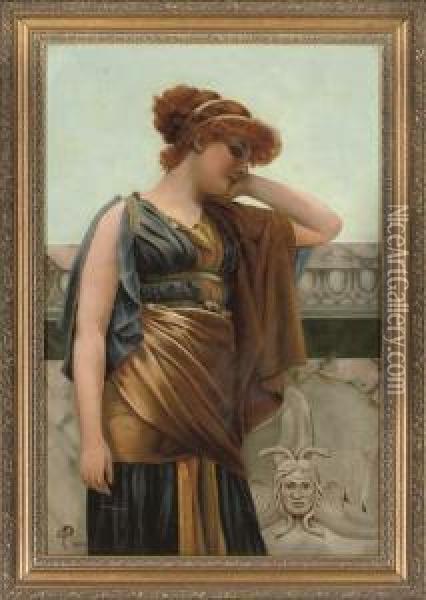 A Classical Beauty Oil Painting - Henry Ryland