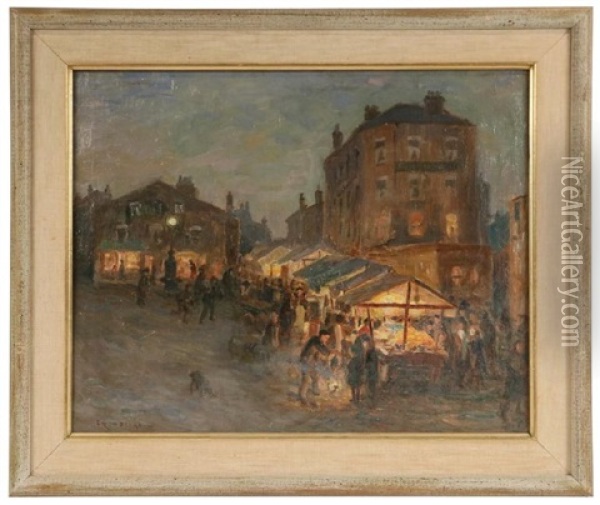 Street Market At Night Oil Painting - Frederick Stead