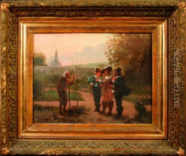 Le Vieillard Et Les Trois Jouvanceaux Oil Painting - Eugene-Antoine Guillon