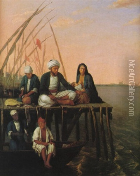 On The Nile Oil Painting - Pierre Mathurin Petraud