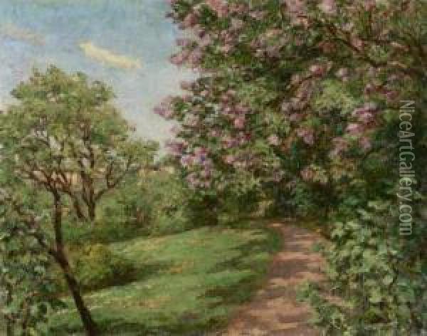 Parkweg Mit Magnolienblute Oil Painting - Johann Marx