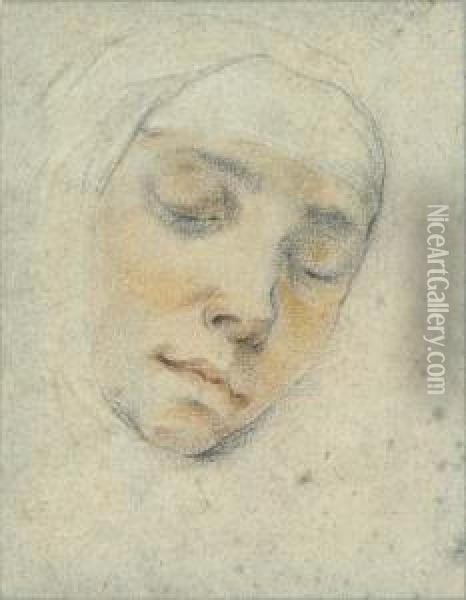 Portrait Of Pasitea Crogi, Her Eyes Closed Oil Painting - Francesco Vanni