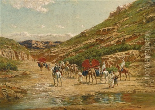 Caravane Dans Le Desert Oil Painting - Victor Pierre Huguet