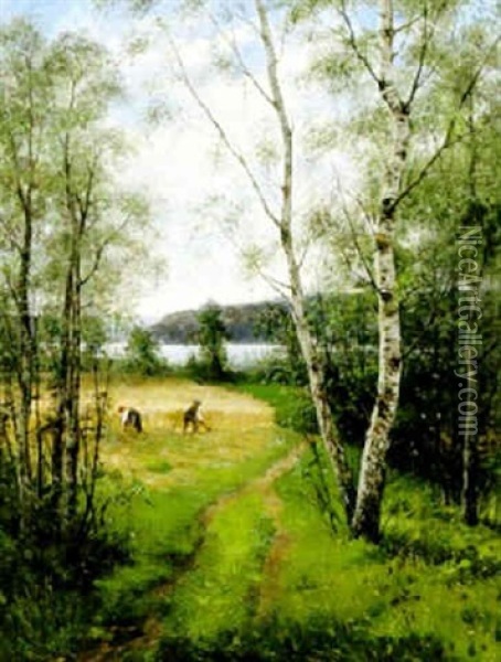 Skordearbete Oil Painting - Johan Severin Nilsson