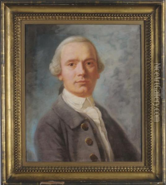 Portrait Of A Gentleman In A Violet Jacket Oil Painting - William Delacour