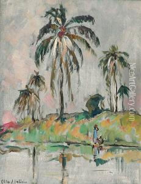 Bord De Riviere, Congo Belge Oil Painting - Fernand Allard L'Olivier