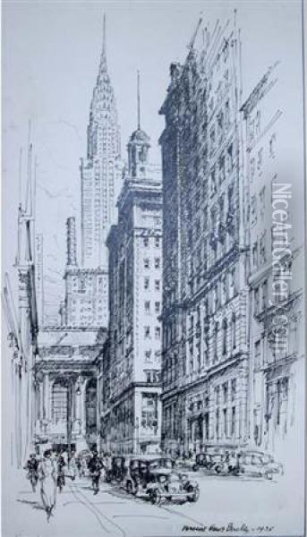 View Of Grand Central Station From Forty-third Street Oil Painting - Vernon Howe Bailey