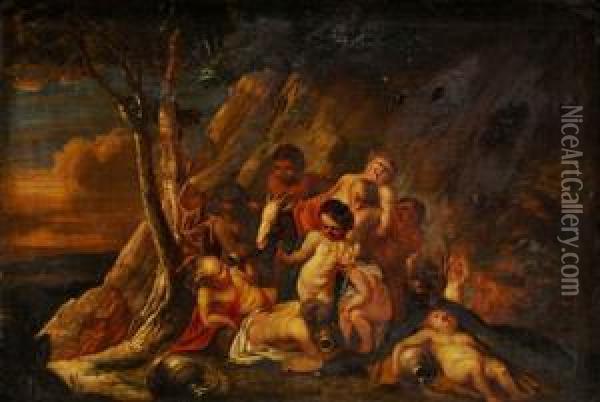 Bakchanalia Oil Painting - Abraham Jansz. van Diepenbeeck