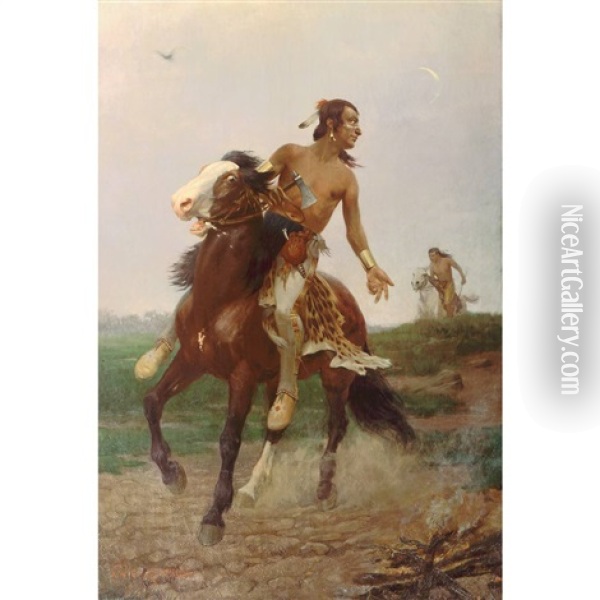 The Indian Braves Oil Painting - Georg Heinrich Kuehrner
