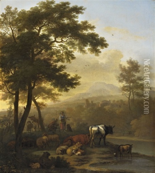 Landschaft Mit Hirten Oil Painting - Jan Vermeer van Haarlem III