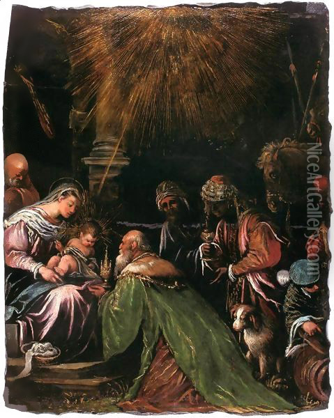 Adoration of the Magi 2 Oil Painting - Jacopo Bassano (Jacopo da Ponte)
