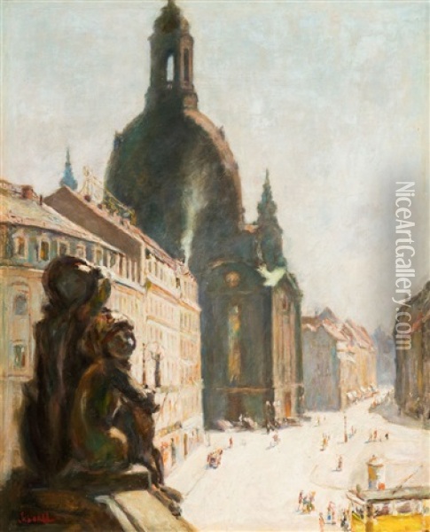 Die Frauenkirche In Dresden Oil Painting - Alexander Theodor Schaaff