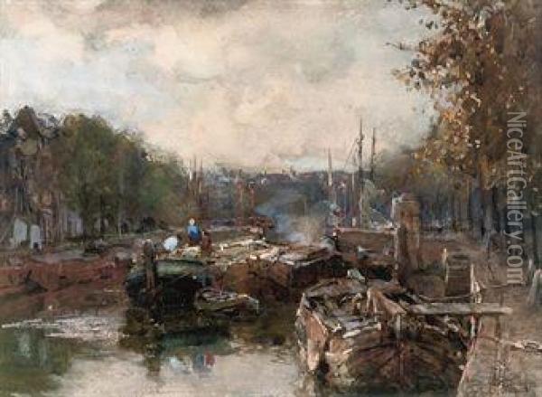The Nieuwehaven, Rotterdam Oil Painting - Johann Hendrik Van Mastenbroek