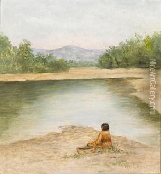 Sitting Near The River Oil Painting - Grace Carpenter Hudson
