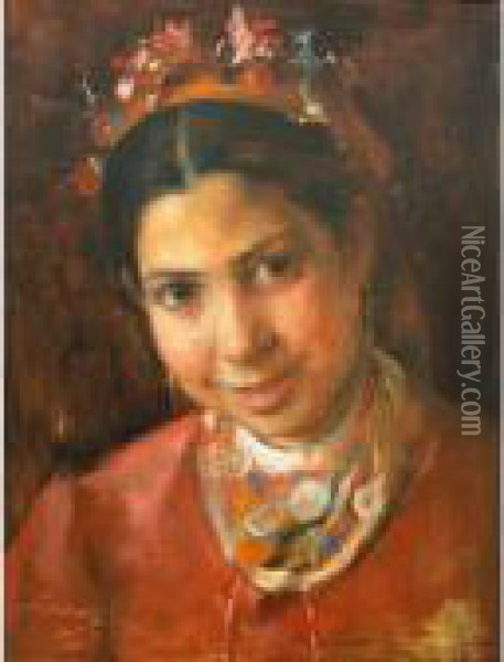 Bulgarian Girl Oil Painting - Philip Alexius De Laszlo