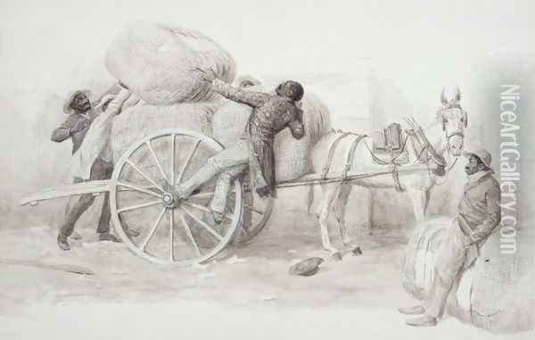 Negroes loading Cotton Bales at Charleston Oil Painting - Randolph Caldecott