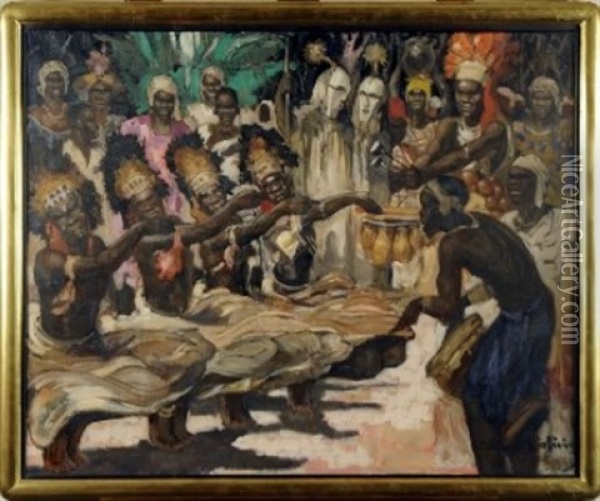 Danseurs Ktanga Oil Painting - Fernand Allard L'Olivier