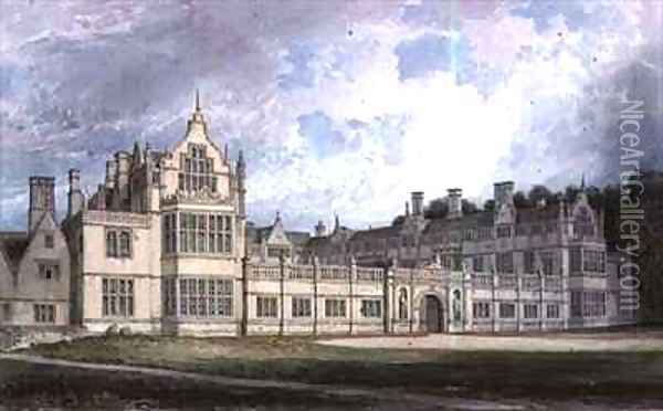 Rushton Hall, Northamptonshire View from the South-east Oil Painting - John Chessell Buckler