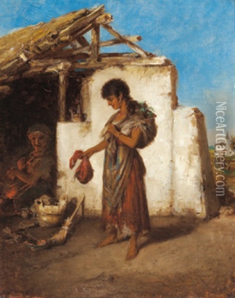 Eine Zigeunerin Oil Painting - Hermann Kern