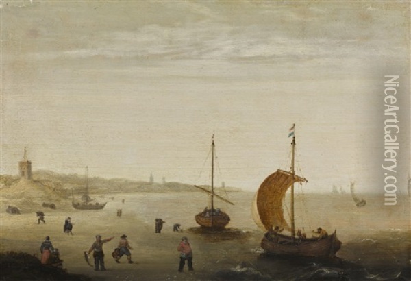 The Beach At Egmond-aan-zee Oil Painting - Cornelis Verbeeck