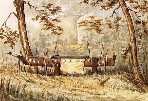 Indian Chief's tomb on the Cowlitz River Oil Painting - Henry James Warre