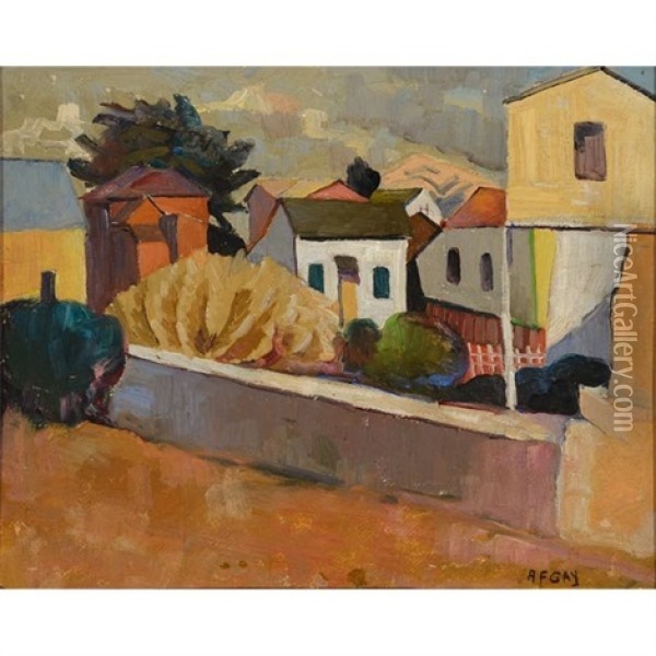 Town Scene Oil Painting - August Gay