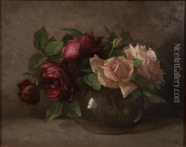 Double Sided Floral Still Life Oil Painting - Anna Eliza Hardy
