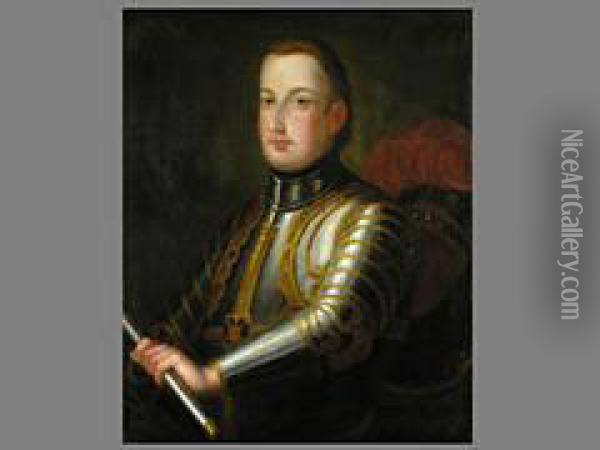 Portrait Eines Adligen Herren In Rustung Oil Painting - Frans Goubau