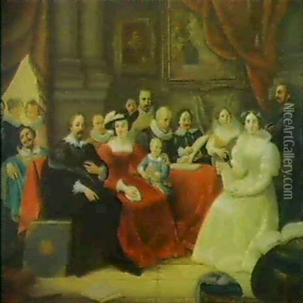 Scene De La Renaissance Oil Painting - Joseph de Cauwer