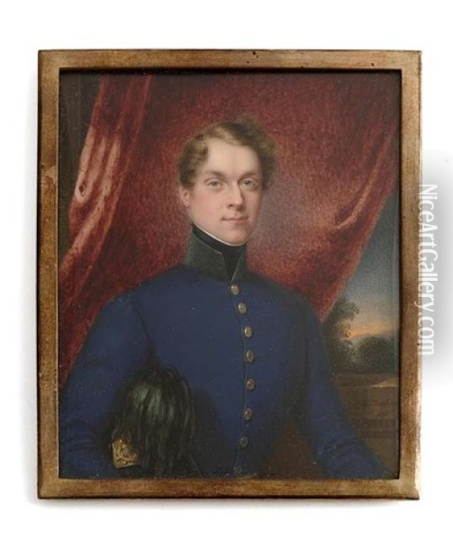 Portrait Eines Jungen Herrn In Uniform Oil Painting - Josef Eduard Teltscher