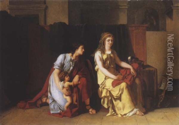 Les Amours De Paris Et Helene Oil Painting - Jacques-Louis David
