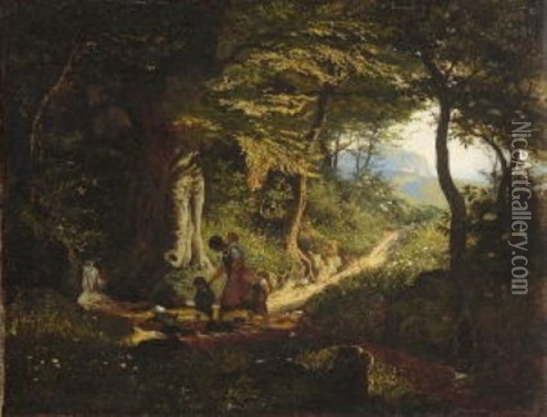 Waldlandschaft Oil Painting - Albert Venus