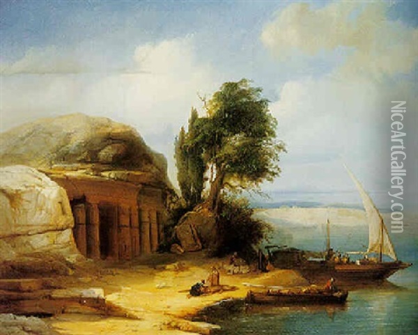 On The Banks Of The River Nile Oil Painting - Jacob Jacobs