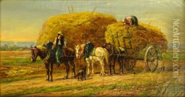 Hat Wagon With Figures Oil Painting - Eugene Fromentin