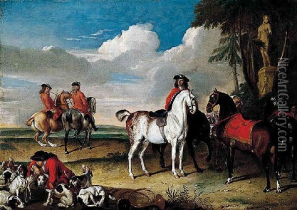 A Hunting Scene Oil Painting - Johann Georg de Hamilton