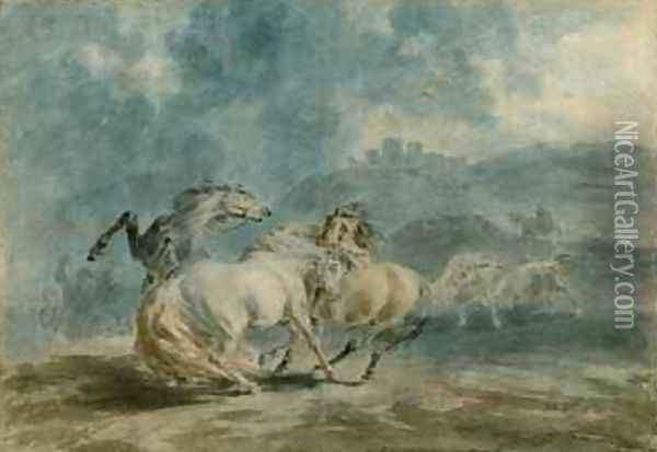 Horses Fighting Oil Painting - Sawrey Gilpin