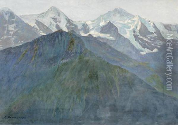 Eiger, Monch Und Jungfrau. Oil Painting - Gustave Jeanneret