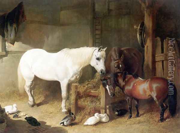 Horse Team After Work 1844 Oil Painting - John Frederick Herring Snr