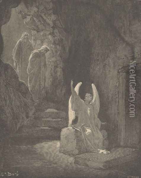The Angel At The Sepulcher Oil Painting - Gustave Dore