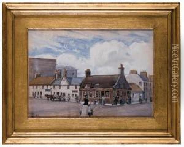 Paisley High Street With Shoppers Oil Painting - John Henry Boel