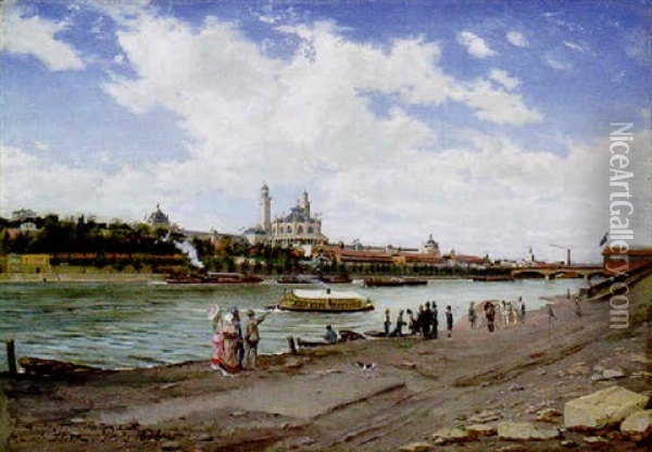 Ancien Palais Du Trocadero, Paris Oil Painting - August Emile Flick