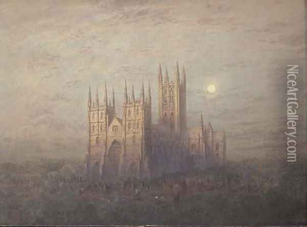 Canterbury Cathedral Oil Painting - Frederick E.J. Goff