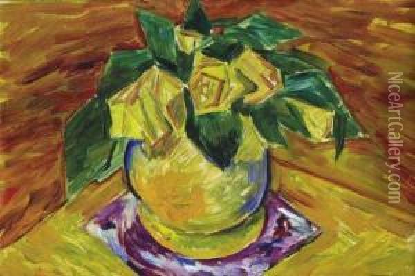 Gelbe Rosen In Vase Oil Painting - Walter Ophey