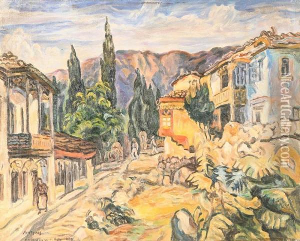 Tatarskaya Ulitsa, Yalta Oil Painting - Aristarkh Vasilievic Lentulov