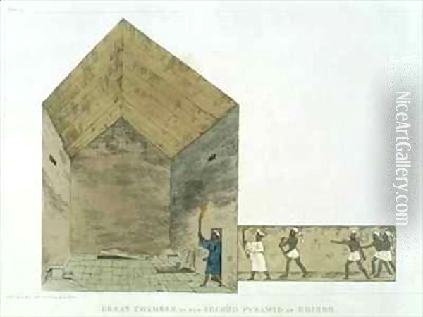 The Great Chamber in the second pyramid of Ghizeh Oil Painting - Giovanni Battista Belzoni