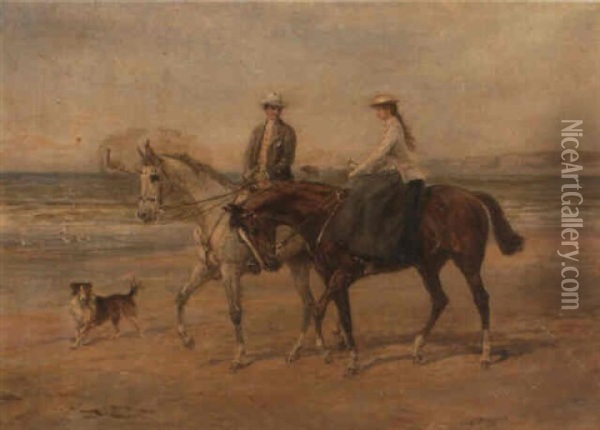 Riders On The Shore Oil Painting - Heywood Hardy