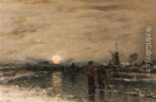 Frusen Kanal, Holland Oil Painting - Wilhelm von Gegerfelt