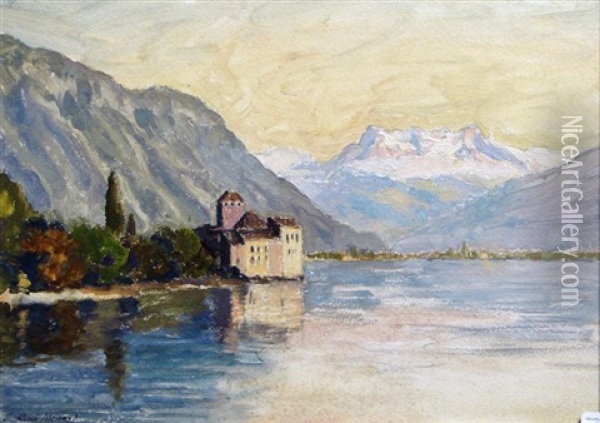 Chateau Chillon Oil Painting - Emile Rene Menard