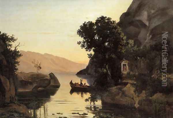 View at Riva, Italian Tyrol Oil Painting - Jean-Baptiste-Camille Corot