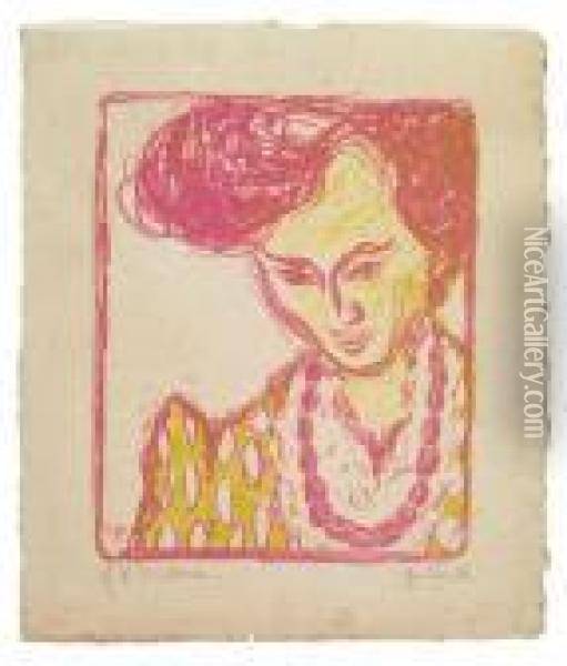 Kopf Doris - Madchen Mit Kette Oil Painting - Ernst Ludwig Kirchner